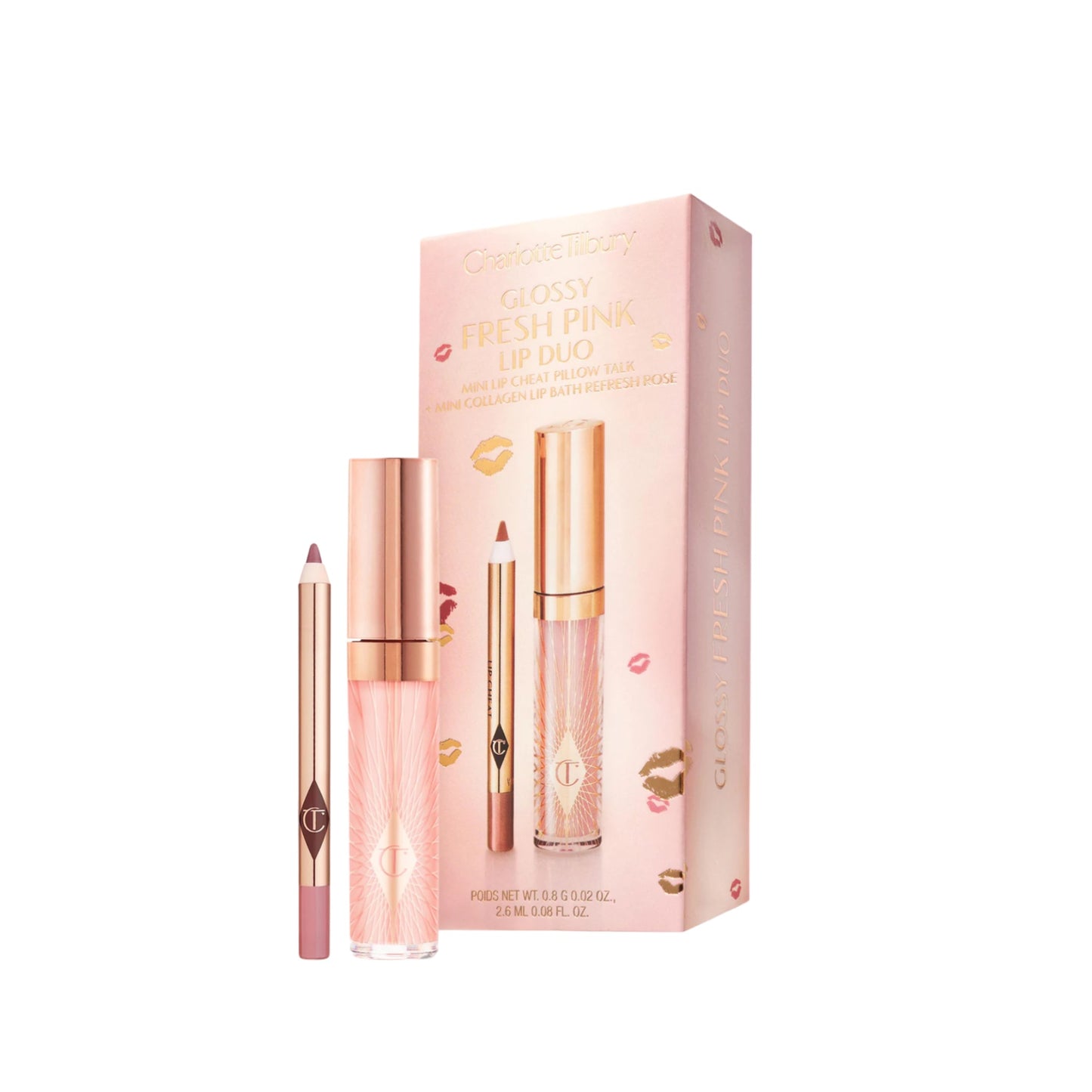 Mini Glossy Pink Lip Gloss + Lip Liner Set-PREVENTA
